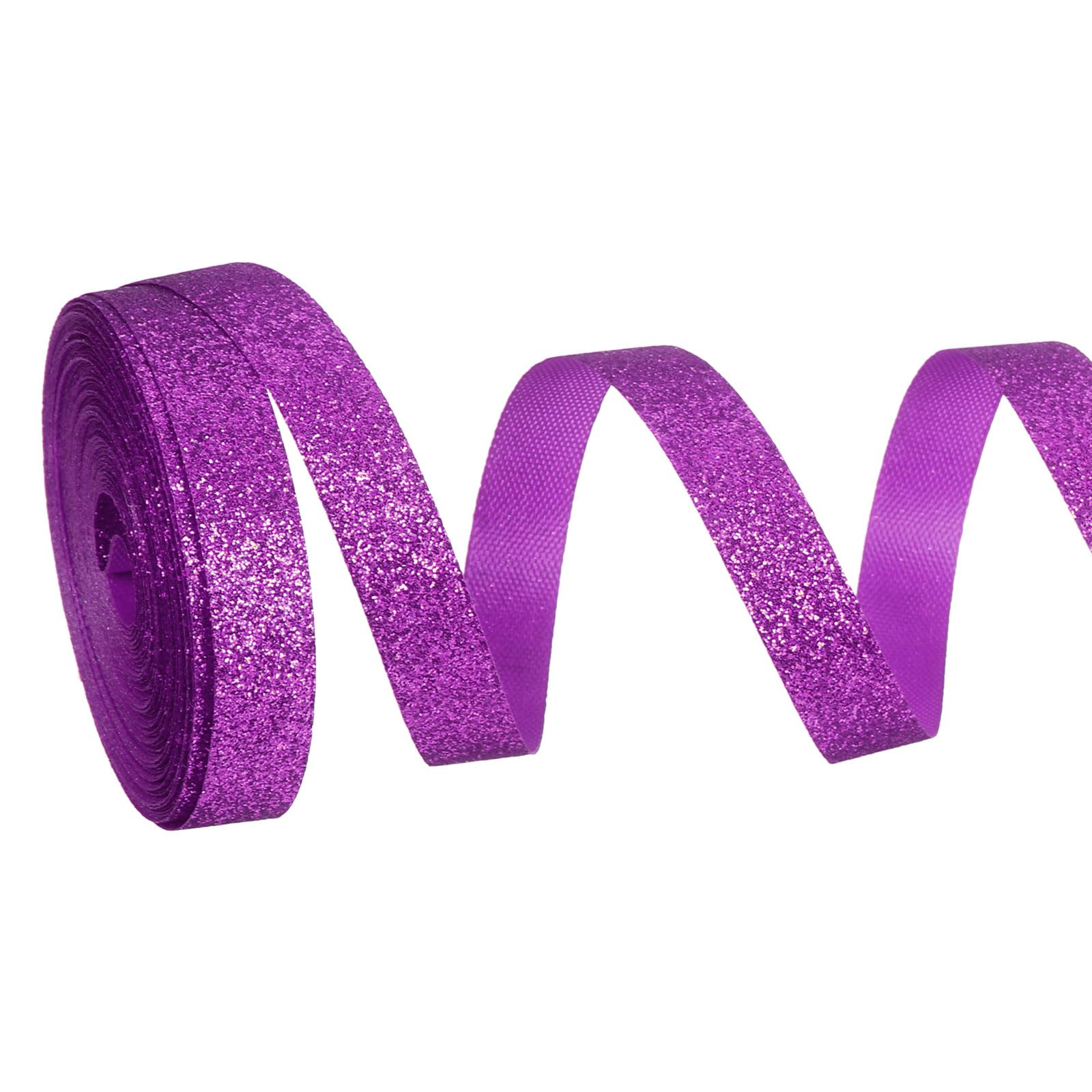PATIKIL Metallic Glitter Ribbon Roll, 10mm x 9m Sparkly Ribbon Single Sided Cut Edge Gift Wrapping Fabric Rolls for DIY Crafts Wedding Bouquet Party Christmas Decor, Dark Purple