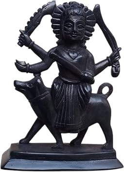 Black Kaal Bhairava Statue 6.5 Inch 600 Gram Hindu God Bhairav Dev Idol with Dog for Home Temple Puja, Mahakal Bhairav Murti Spiritual Decor, Protective Deity Sculpture for Mandir & Gift