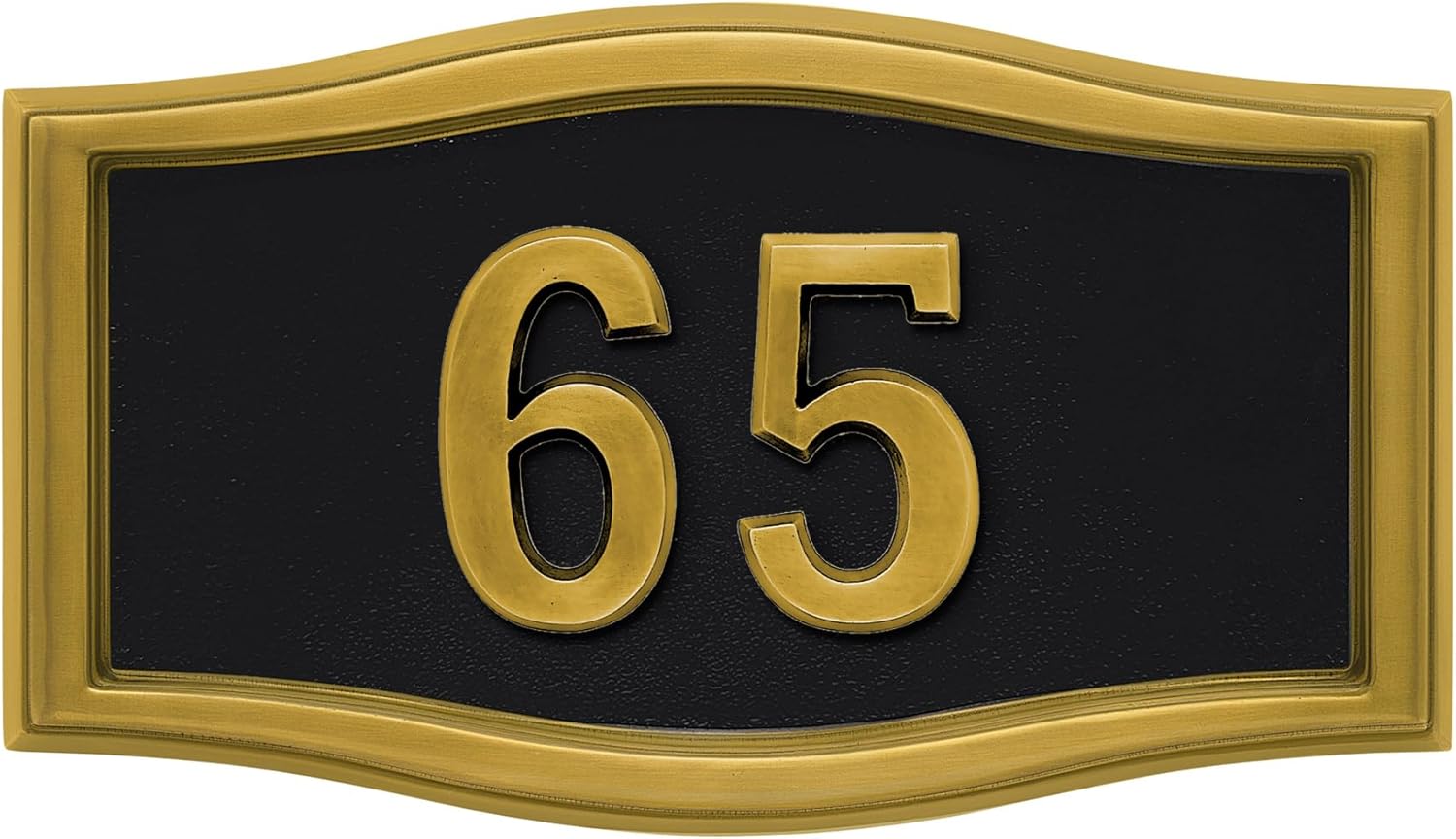 HouseMark Address Plaque - Make a statement with customizable style. Featuring a solid brass frame and 3.5" solid brass numbers in a variety of colors and accent finishes combinations to elegantly complement your home or business. Holds 1 to 5 numbers (Large Roundtangle)