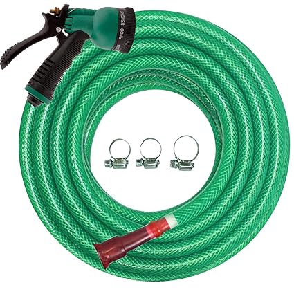 Cinagro 30 Meters Braided Hose Pipe with Nozzle Sprayer, Tap Adapter and 3 Clamps for Watering Home Garden, Car Washing, Floor Cleaning & Pet Bathing (1/2 Inch, Green)