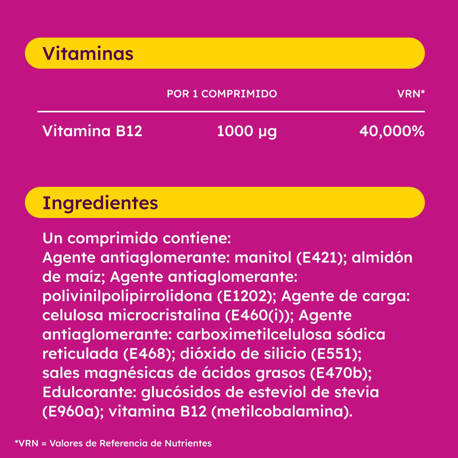 Supradyn Expert Vitamina B12 1000 µg Metilcobalamina Pura 90 Comprimidos Bucodispersable Suplemento Energía Memoria Sistema Nervioso Vegano Sin Gluten