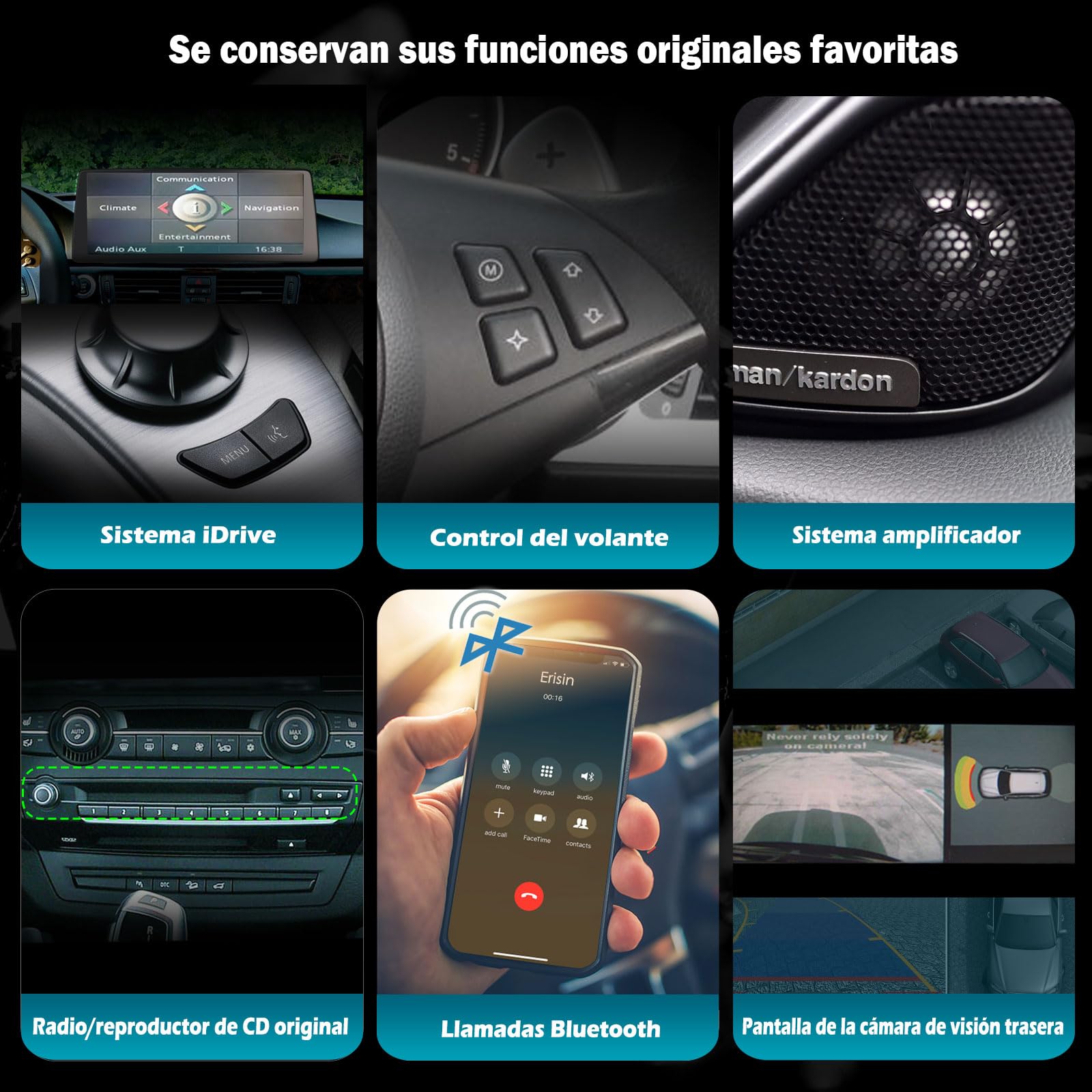 Erisin 12,3" Qualcomm 8GB+128GB Android 14 Radio Coche Bluetooth para BMW Serie 5 E60 E61 (2005-2008) Sistema CCC Estéreo GPS Navegador CarPlay Android Auto Dab+ WiFi 4G DSP Pantalla IPS USB Canbus