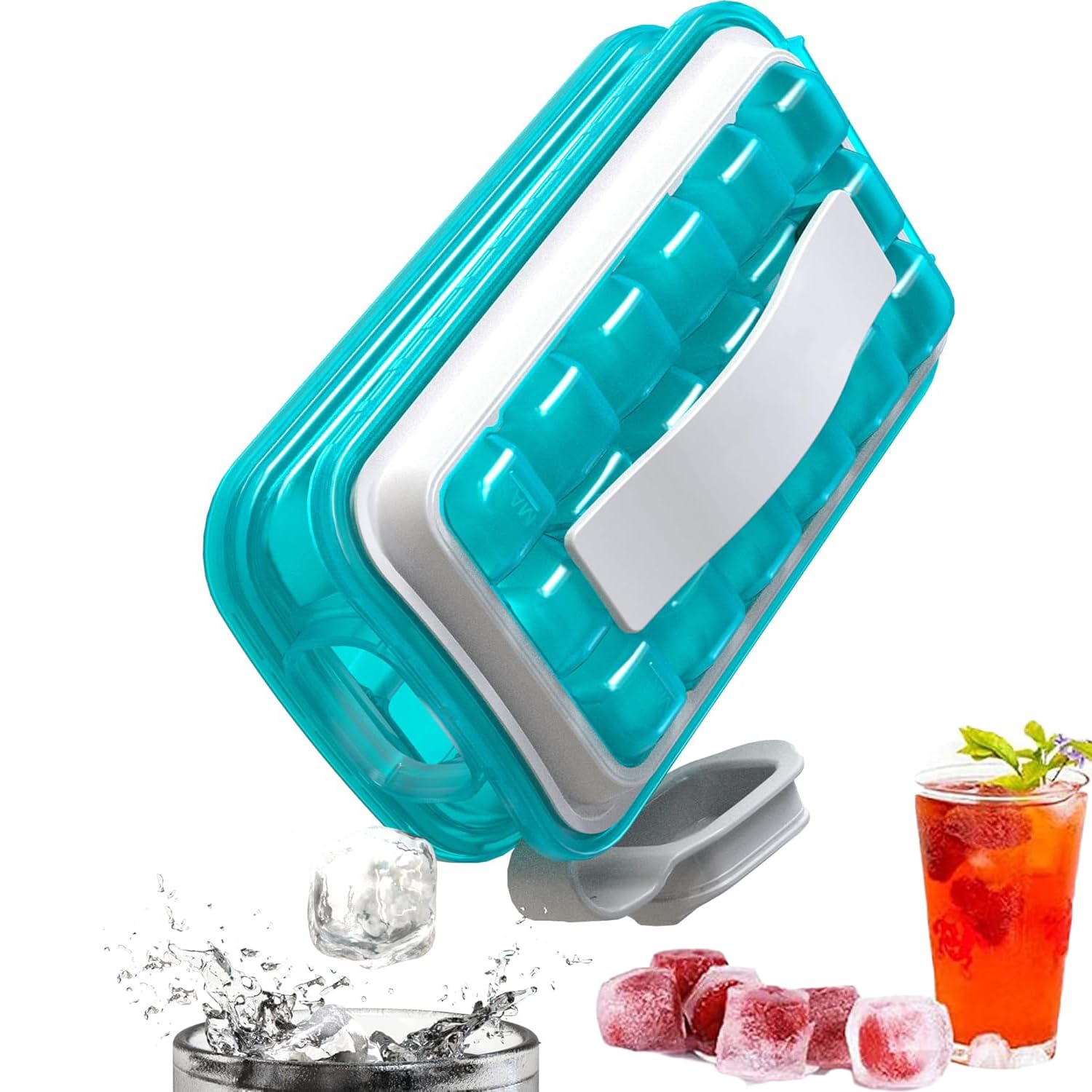 QUEENADA 3-in-1 Dispenser, Maker, Ice Pack - The Sanitary Ice Tray for Freezer Make And Serve Ice Without Ever Touching The Ice, Portable Ice Ball Maker and Cube Tray for Indoor and Outdoor Use(Green)