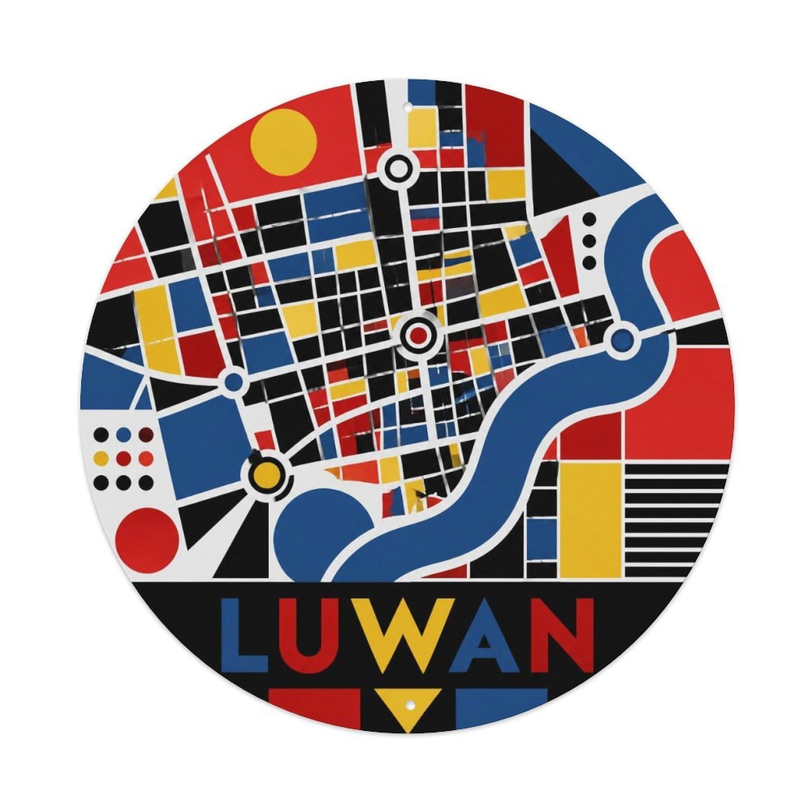 Odgynaw 8X8inch(20X20cm) Luwan District Shanghai Memphis Geometry Retro Lines Metal Tin Sign