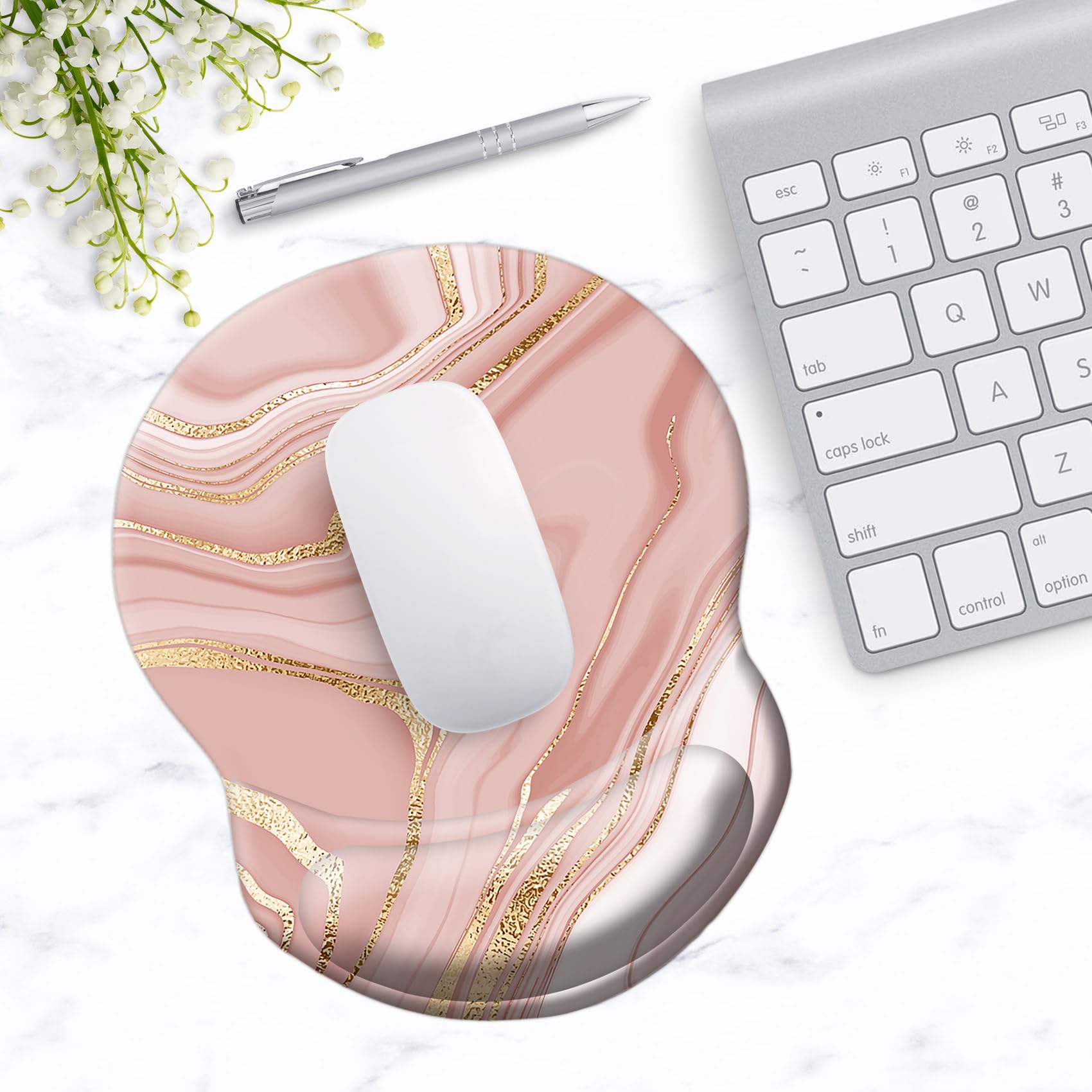 Pink Ergonomic Mouse Pad With Wrist Support, Mouse