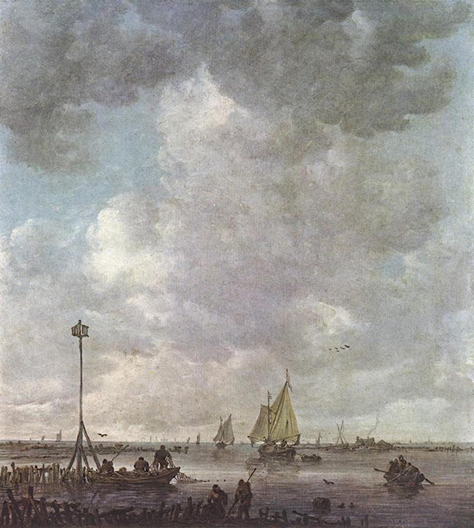 ARTXLXXBN Famous Print Painting Colorful Art Print Marine Landscape with Fishermen by Jan Van Goyen Canvas Art Decorations for Home Decor 60x90cm
