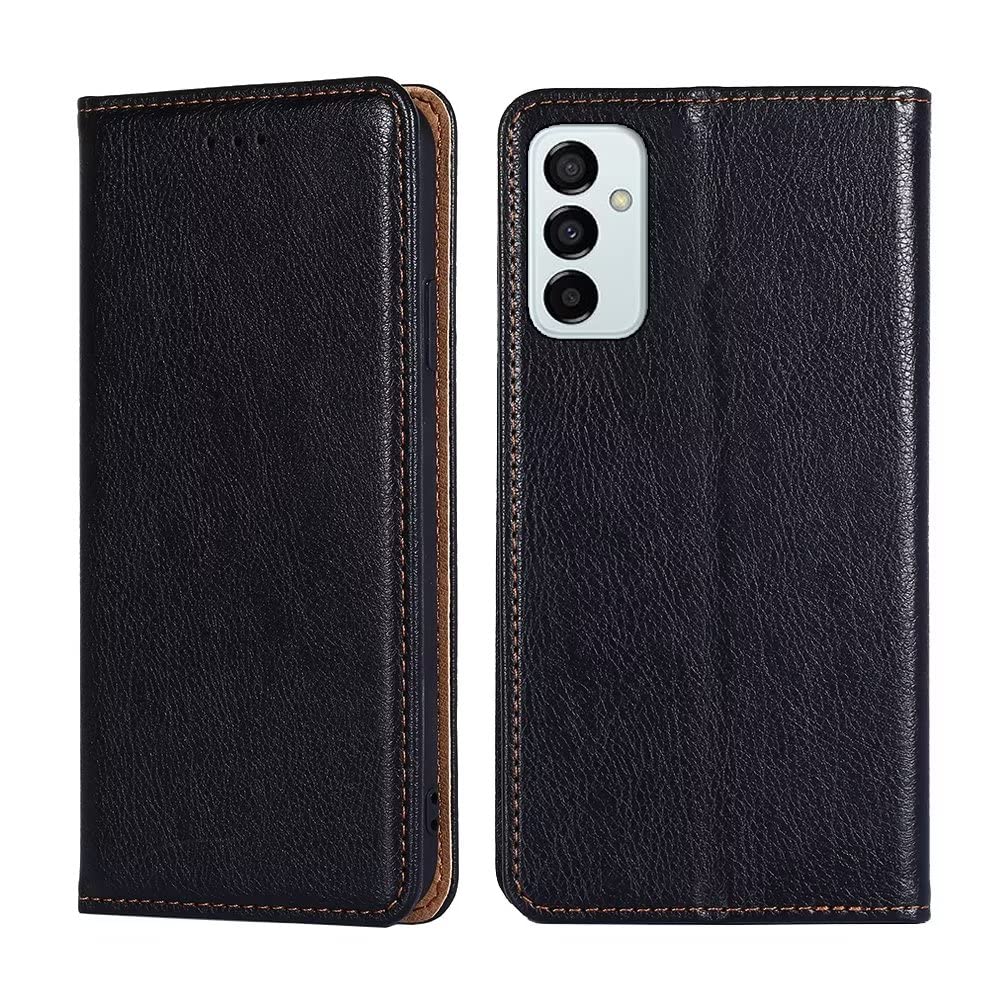 HONLEN Etui kompatybilne z Samsung Galaxy M23 5G, etui na telefon komórkowy (6,6") magnetyczny portfel, skórzane etui ze stojakiem i 2 przegródkami na karty - czarne