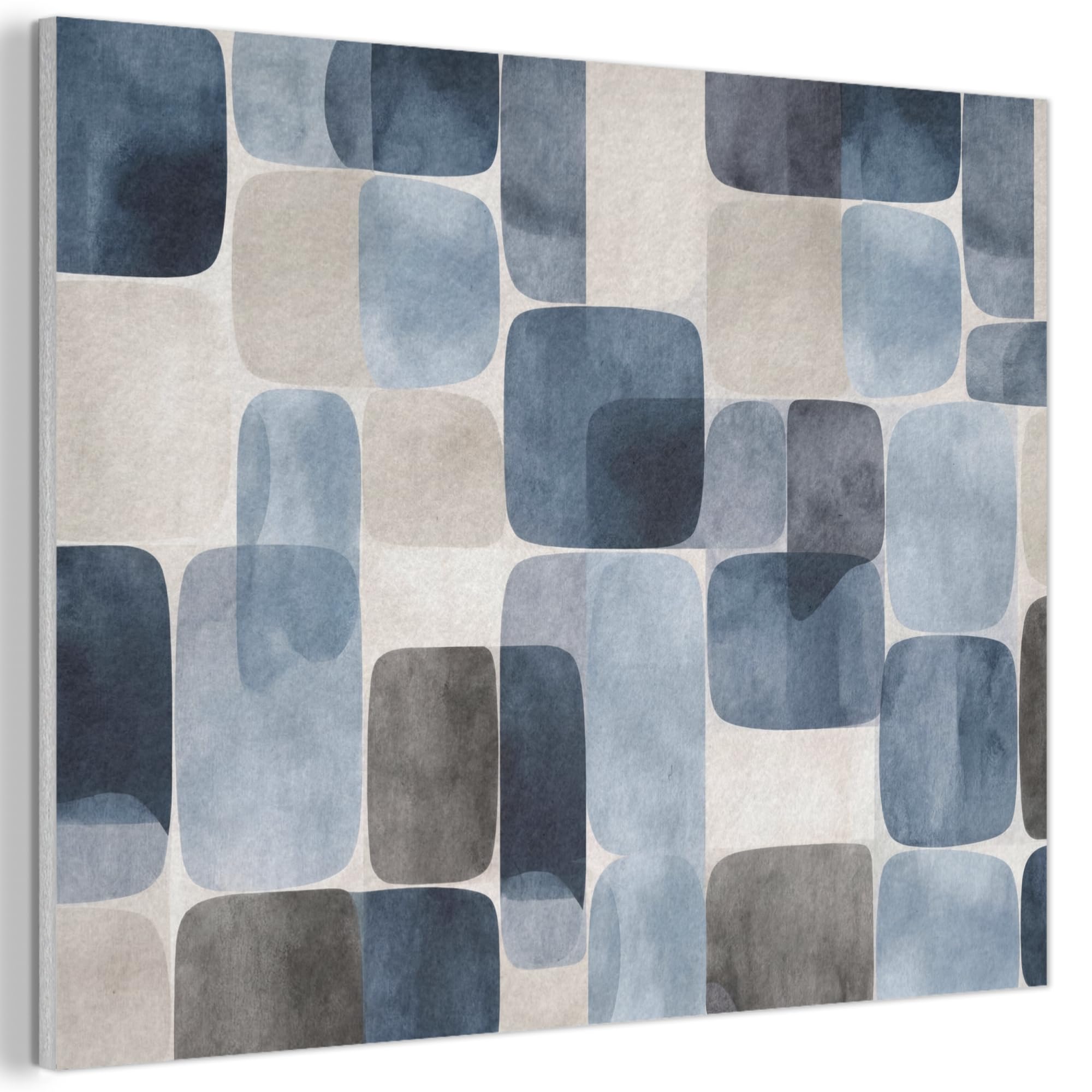 MuchoWow© Felt Panel 40x30 cm House Touch for Living Space Modern Visuals Decoration Wall Art Pattern - Blue - Squares