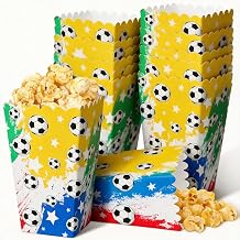 Soccer Party Favors &amp; Decorations:Soccer popcorn boxes, popcorn bag bar Snack Boxes for party Decorations，game Party，Game Day &amp; Tailgate 30-pack