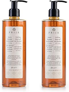 Revitalising 2-in-1 Shower Gel and Shampoo with Ginseng Extract, Moisturising and Energising Hair and Body Wash Gel with Pump Dispenser, Luxury Shower Gel 2 x 380ml