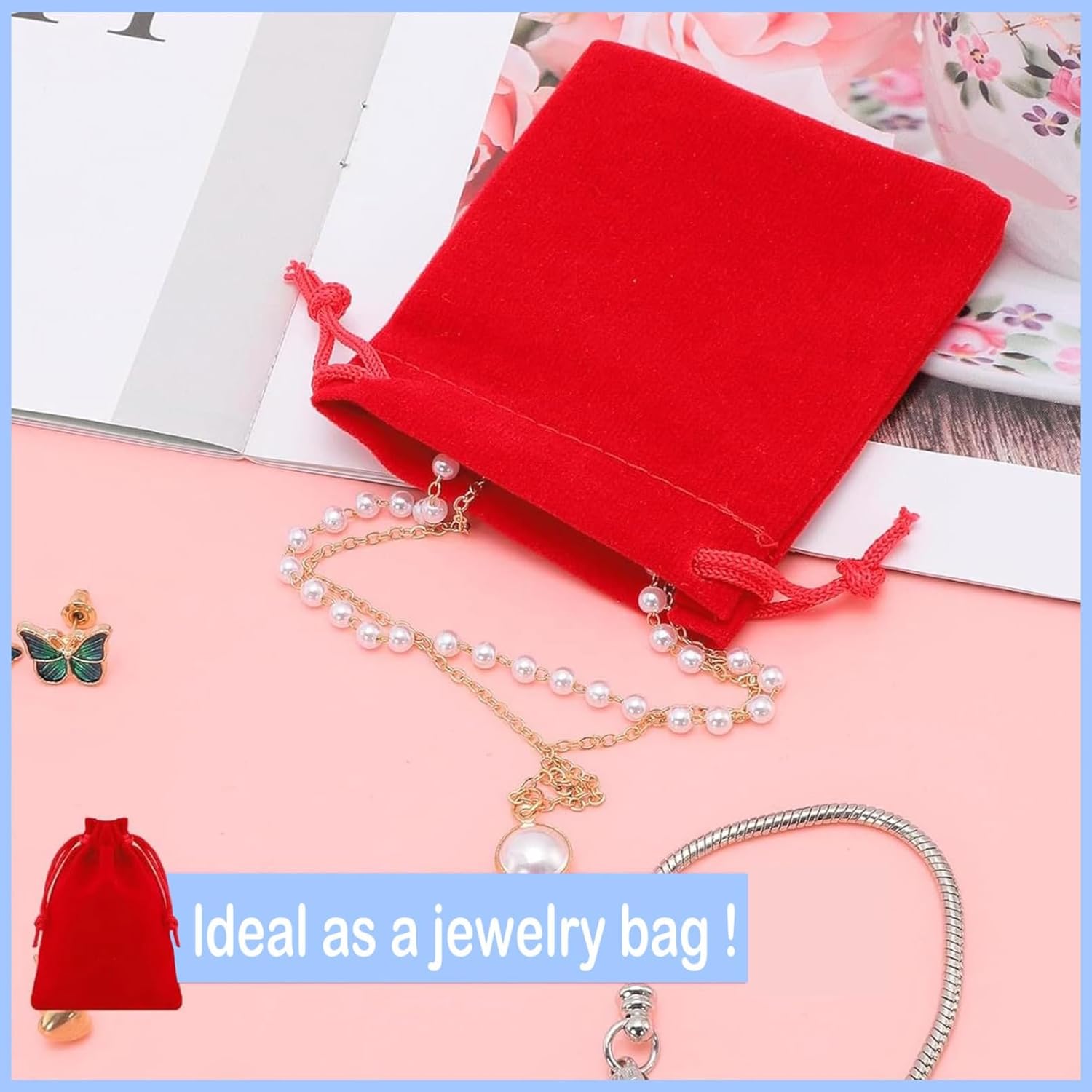 Bgtecho 24 Pcs Velvet Drawstring Bags, 12 Colors Small Velvet Pouch, 2.8''x3.5'' Gift Bags Jewelry Pouches, Jewelry Bag with Drawstring for Wedding Favors Gifts Event Supplies Party Favors - Image 5