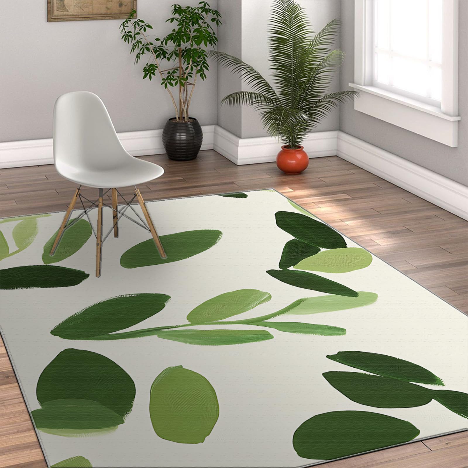 Tapis Vert Sauge Frais Doux à Poils Ras pour Le Salon Tapis Sol intérieur Minimaliste Moderne pour Bureau Chambre à Manger 90x120cm
