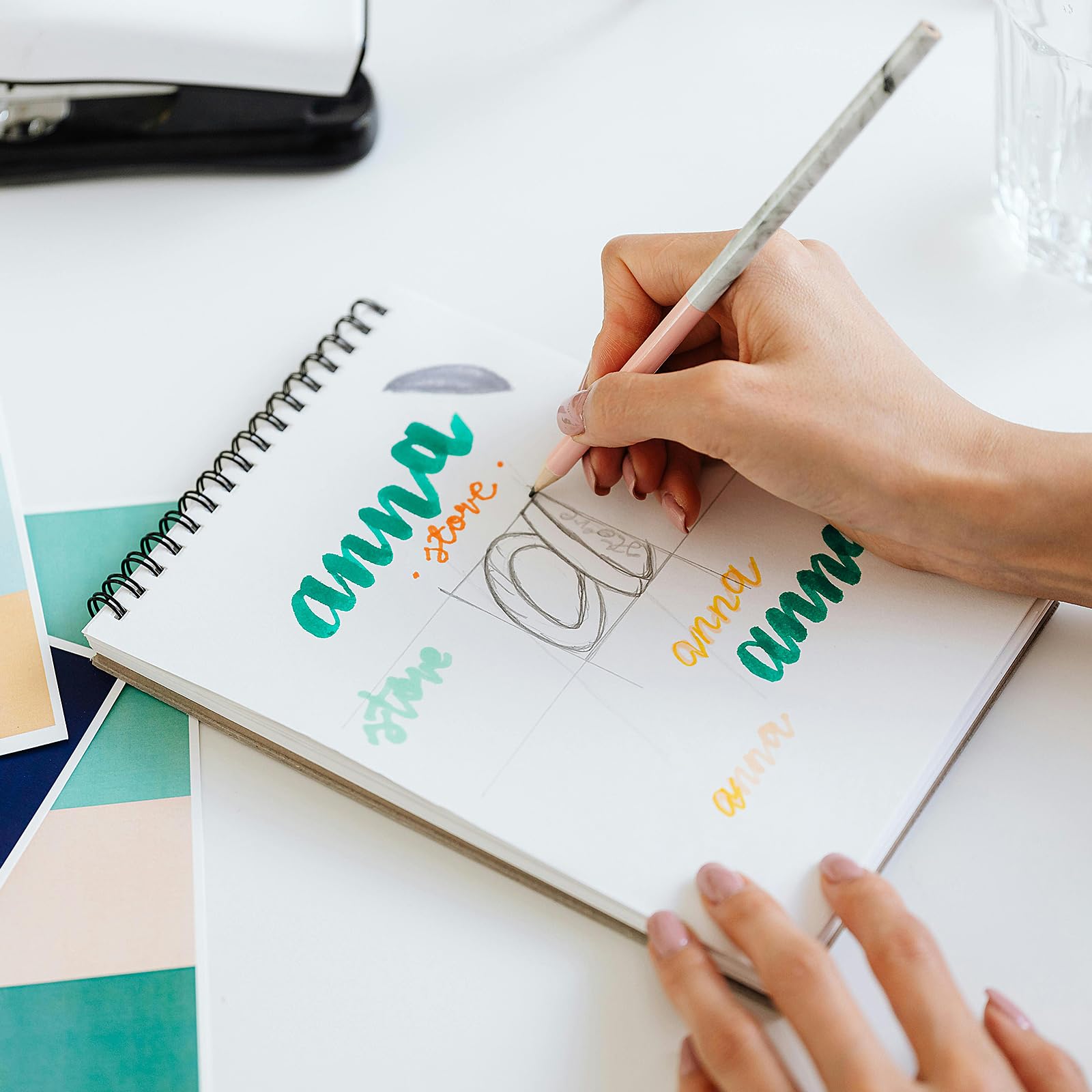 MANCHAP Paquete de 10 cuadernos de bocetos de 30 hojas/60 páginas A4 encuadernados en espiral, 160 g/m², bloc de dibujo en espiral, cubierta de papel kraft, cuaderno de bocetos para pintar, dibujar