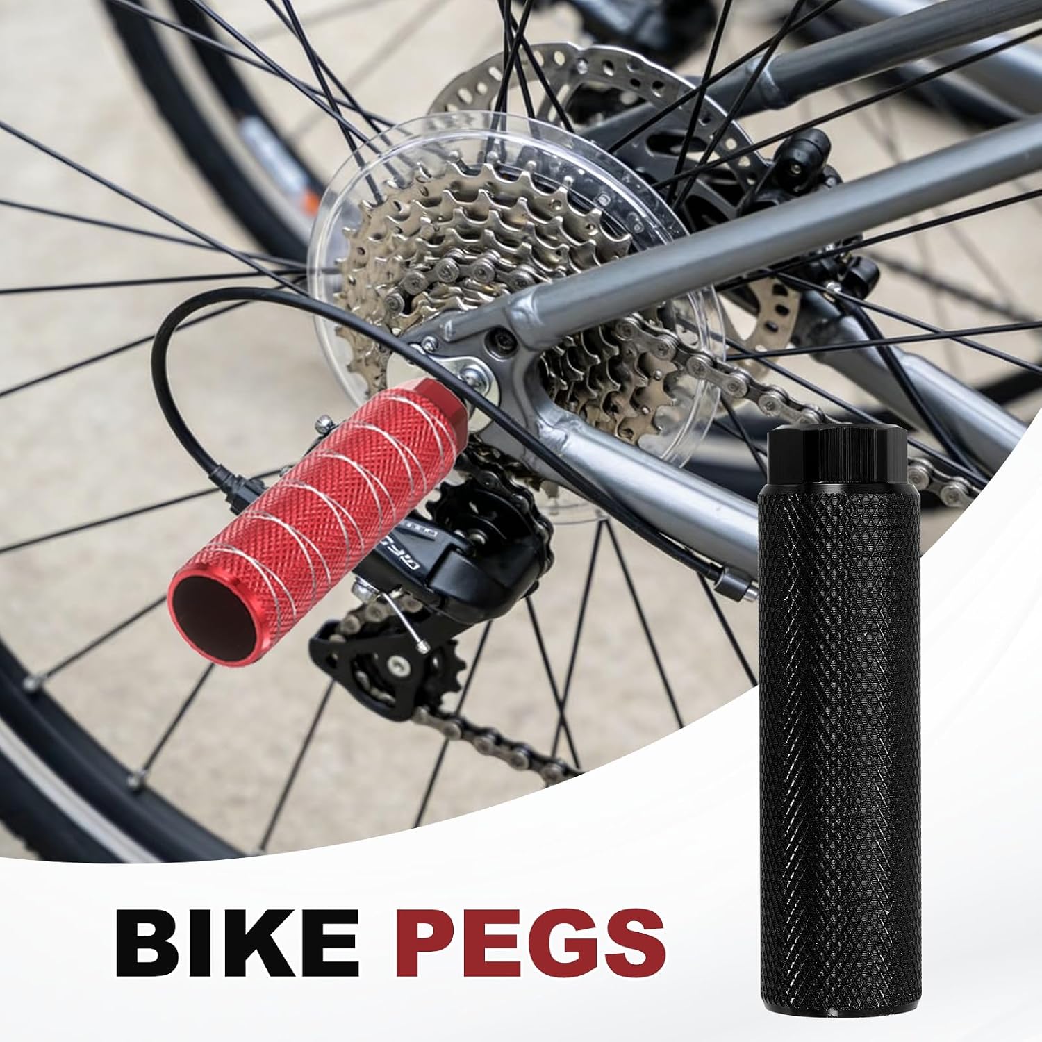 Aluminum Alloy Bike Pegs,Anti-Skid Lead Foot 4Pcs Black/Silver
