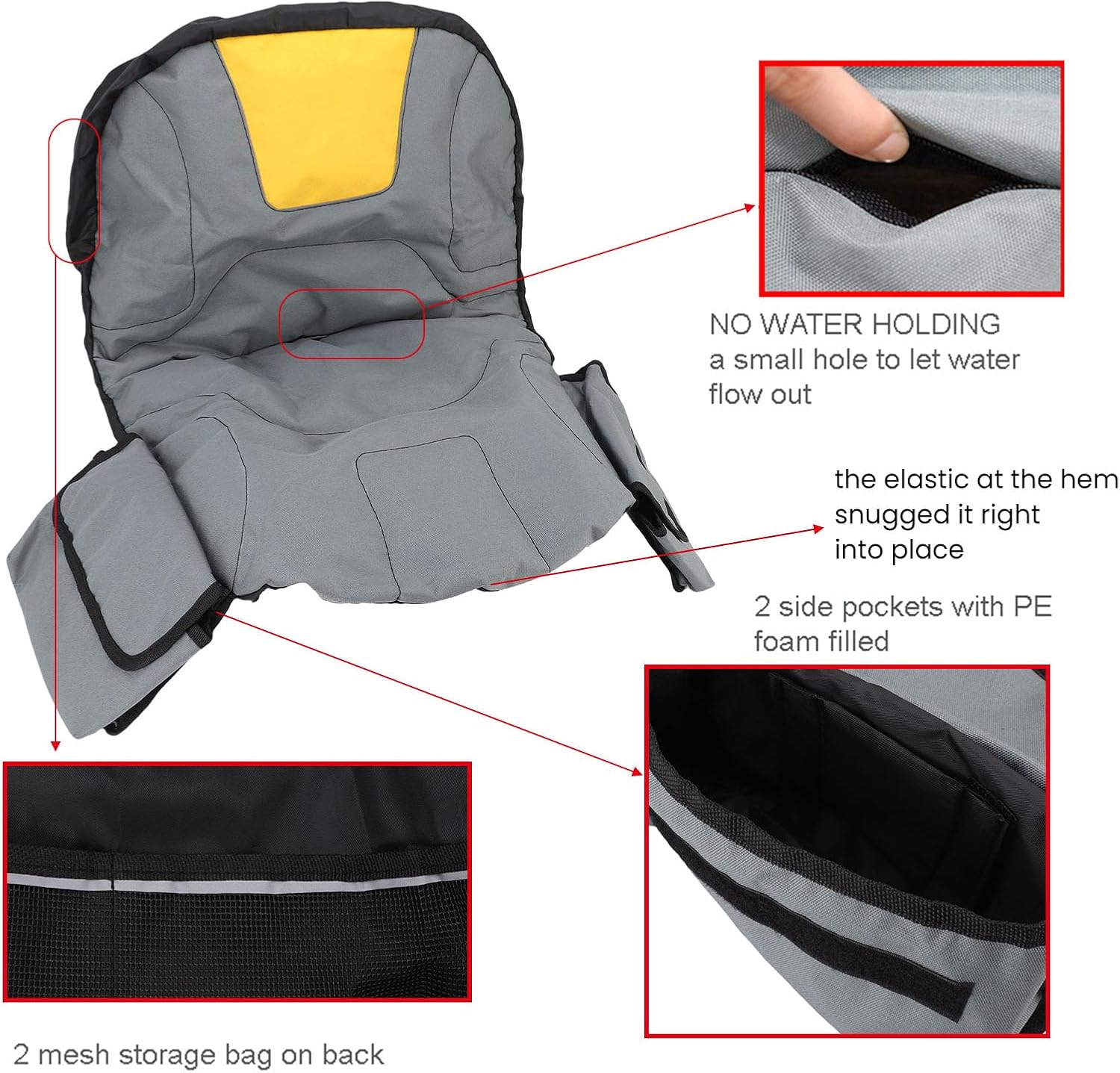 Pilipane Riding Grass Mower Seat Cover Durable Adjustable Tractor Seat Protector for Lawn Mowers Tractors 600D Oxford Fabric 48x40x35cm (Gray Yellow)