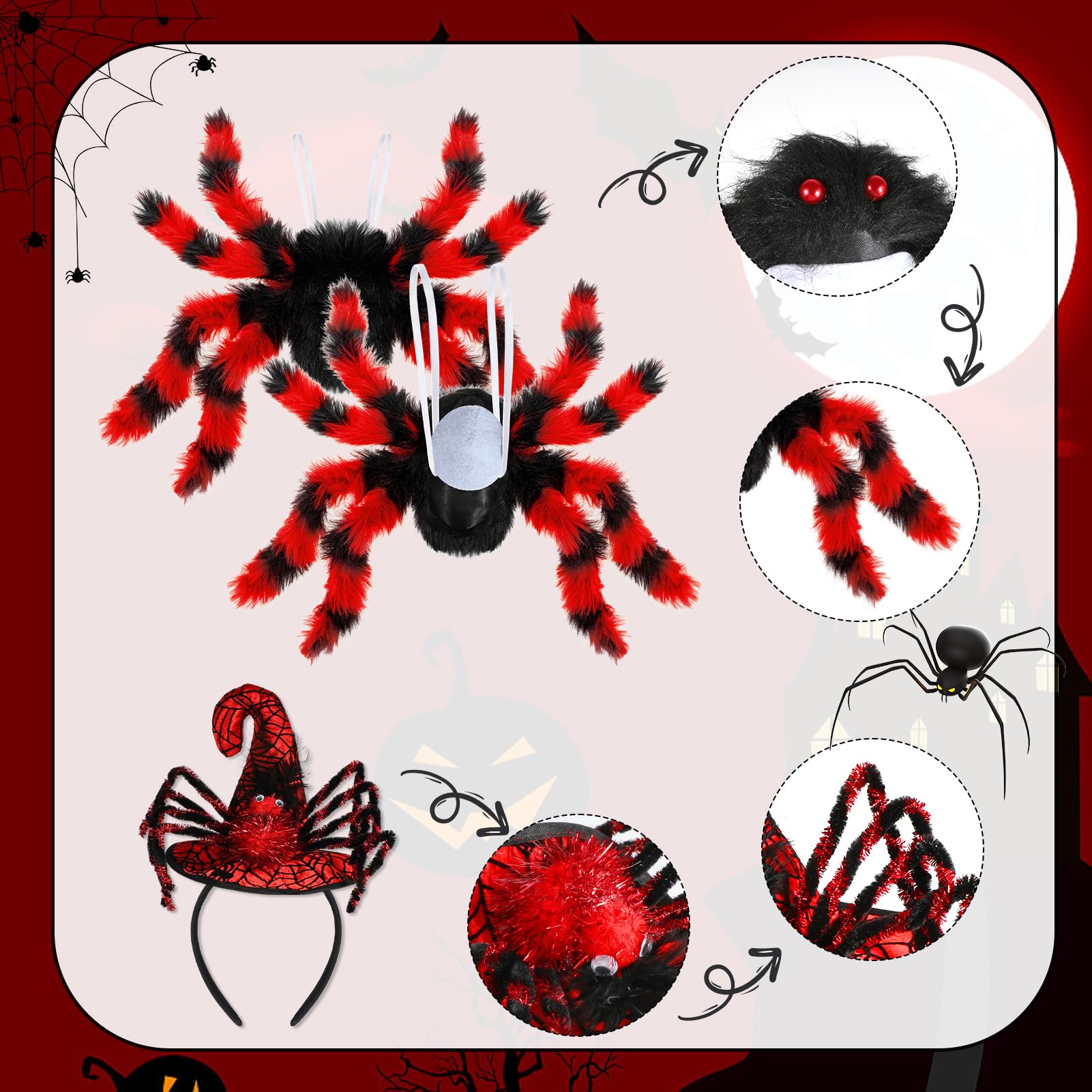 Hifot Spider Costume for Kids - Spider Wings Tutu Skirt, Spiderweb Headband Set - Girls Halloween Costume & Cosplay Party - Image 3