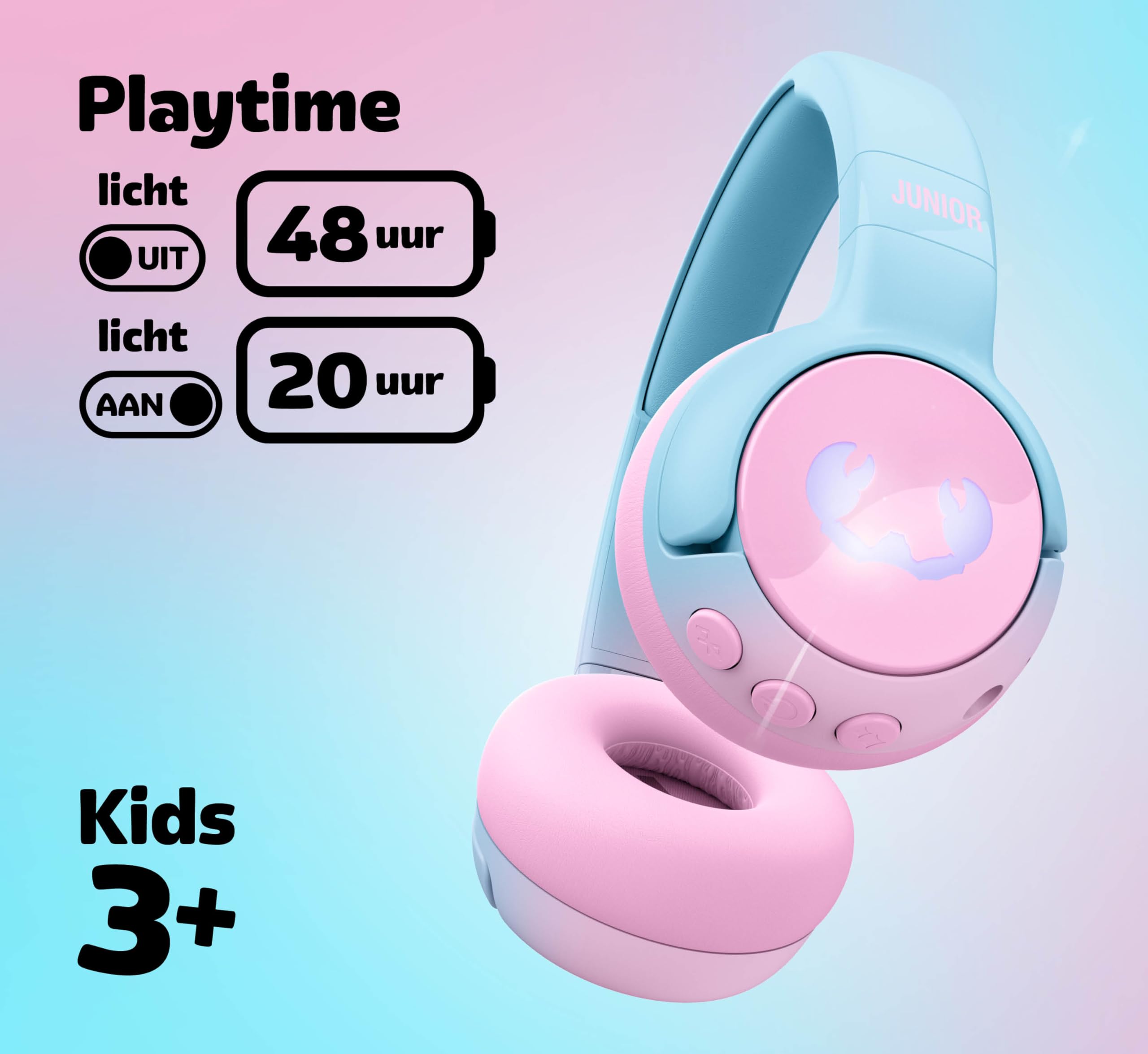 Fresh 'n Rebel Junior Code, Wireless Bluetooth Headphones For Kids, Safe Sound (<85dB), Connect 2 Headphones, Stickers Included, LED Light Effects. 48h Battery Life (Funny Fox - View #8