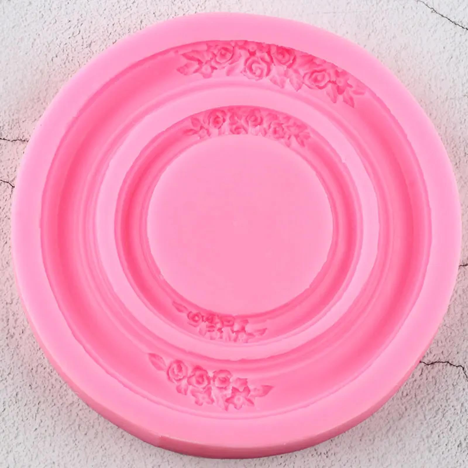 Moldes de silicona para manualidades, molde de chocolate, 12,8 x 12,8 cm, redondo, guirnalda de flores, moldes de silicona, moldes de silicona para decoración de tartas de boda, decoración de