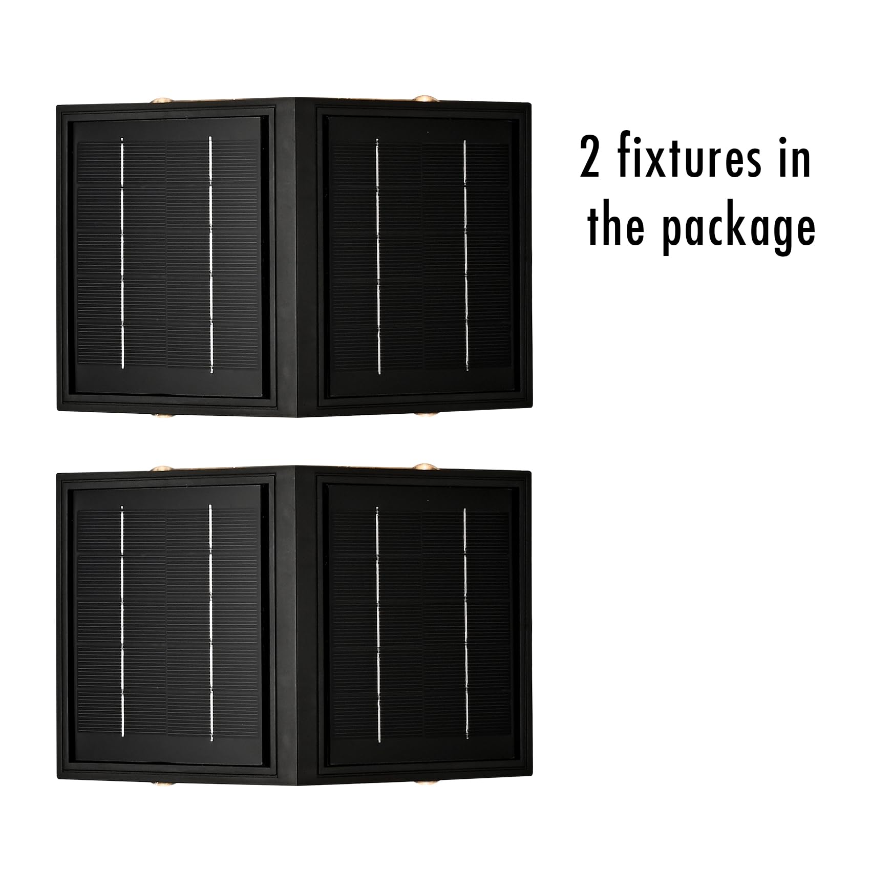 HOLKIRT - Lot de 2 petites appliques murales d'extérieur solaires d'extérieur noires étanches vers le haut et vers le bas 3000 K