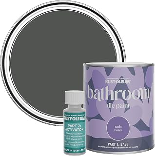 Rust-Oleum Grey Water-Resistant Bathroom Tile Paint in Satin Finish - Graphite 750ml