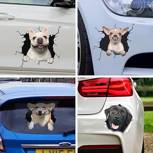 Miniatura 2 de Calcomanías 3D de ventana de perro para autos, divertidas calcomanías de decoración de automóvil, calcomanías impermeables para grietas de