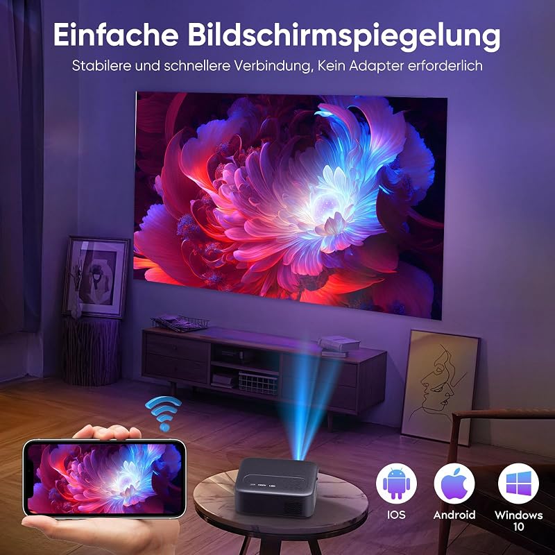 Puxinat AK-71 Natív 1080P WiFi6 Projektor - Elektromos Fókusz, 600ANSI, Kétirányú Bluetooth 5.2, 300" Vetítés, Okostelefon/Laptop/Konzol Kom