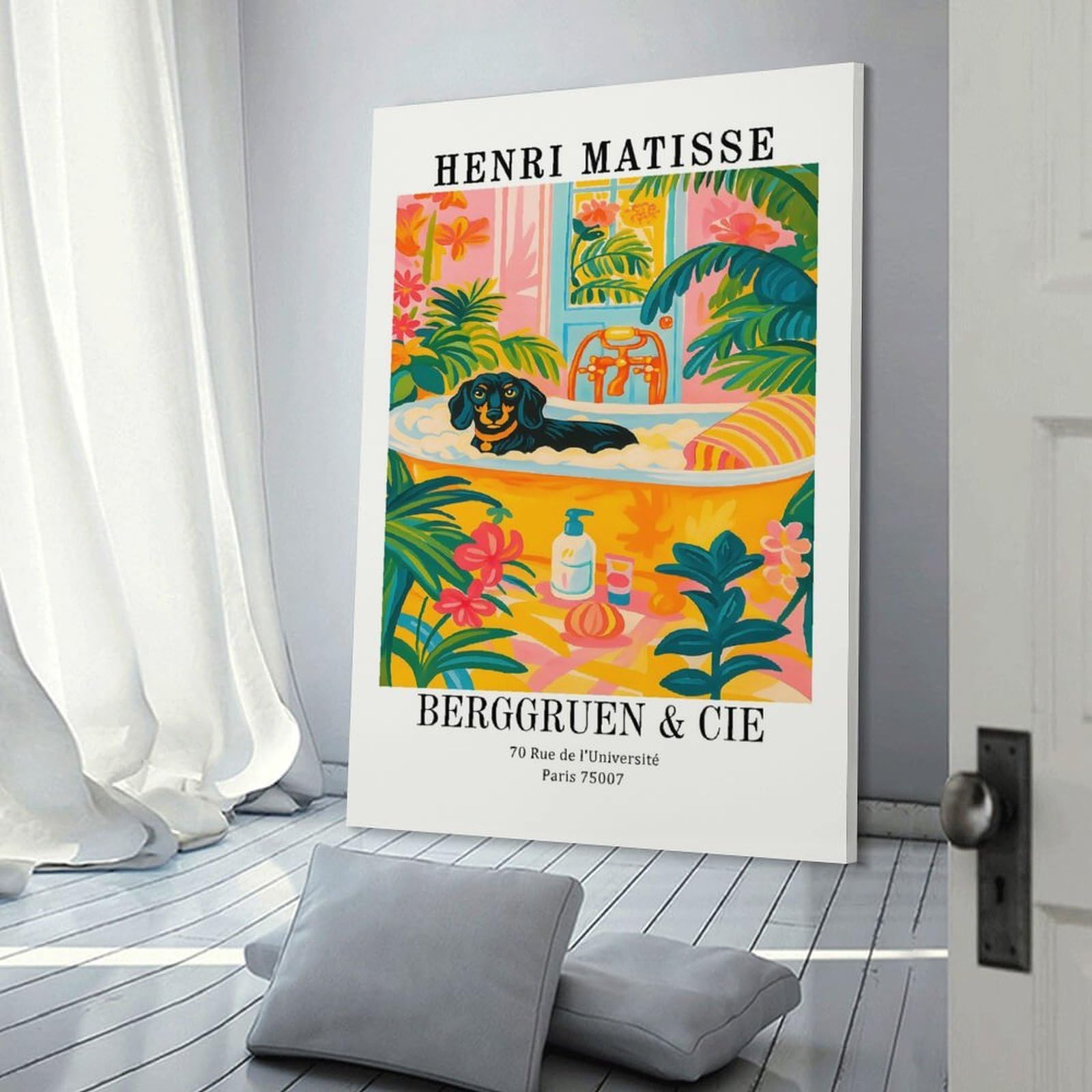 Junmoney Henri Matisse Dachshund Bathing Art Print Room Decor Wall Art 12x18inch(30x45cm), for Art Walls, Layered Displays Or Homes, Wall Decor Suited to Curated Displays