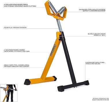 ToughBuilt - V-Roller Stand, Adjustable Material Support, TB-S220