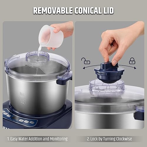 Miniatura 5 de Razorri Máquina de masa eléctrica, mezclador de masa doméstico de 5L 4.5QT con función de fermentación, temporizador de microcomputadora, hoja de