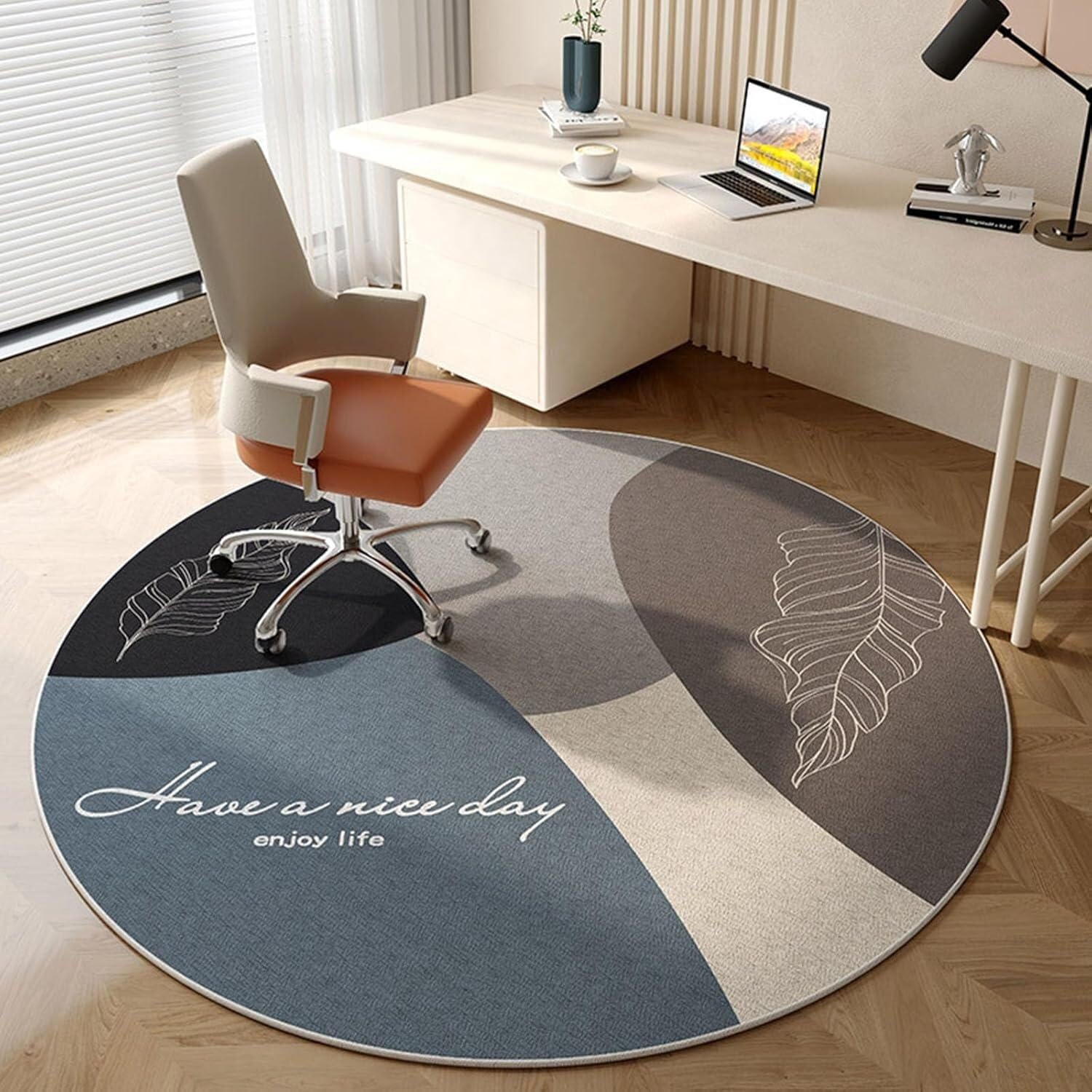 Tapis de chaise de bureau Leaf 140cm anti-rayures pour fauteuil gamer et parquet en bois
