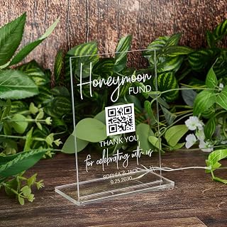 Acrylic Honeymoon Fund Sign, Wedding Honeymoon Fund Qr Code Sign, Qr Code Wedding Sign, Modern Wedding Acrylic Sign, Scannable Qr Sign, Wedding Reception Honeymoon Fund Sign.