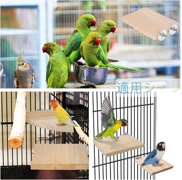 YFFSFDC 2個セット とまり木 スタンド 鳥休み場所木製 コーナー インコ ケージステージ 踏み台 爪を磨く 鳥ハムスター文鳥ハムスターなど小動物 おもちゃ (木色, G) - 5