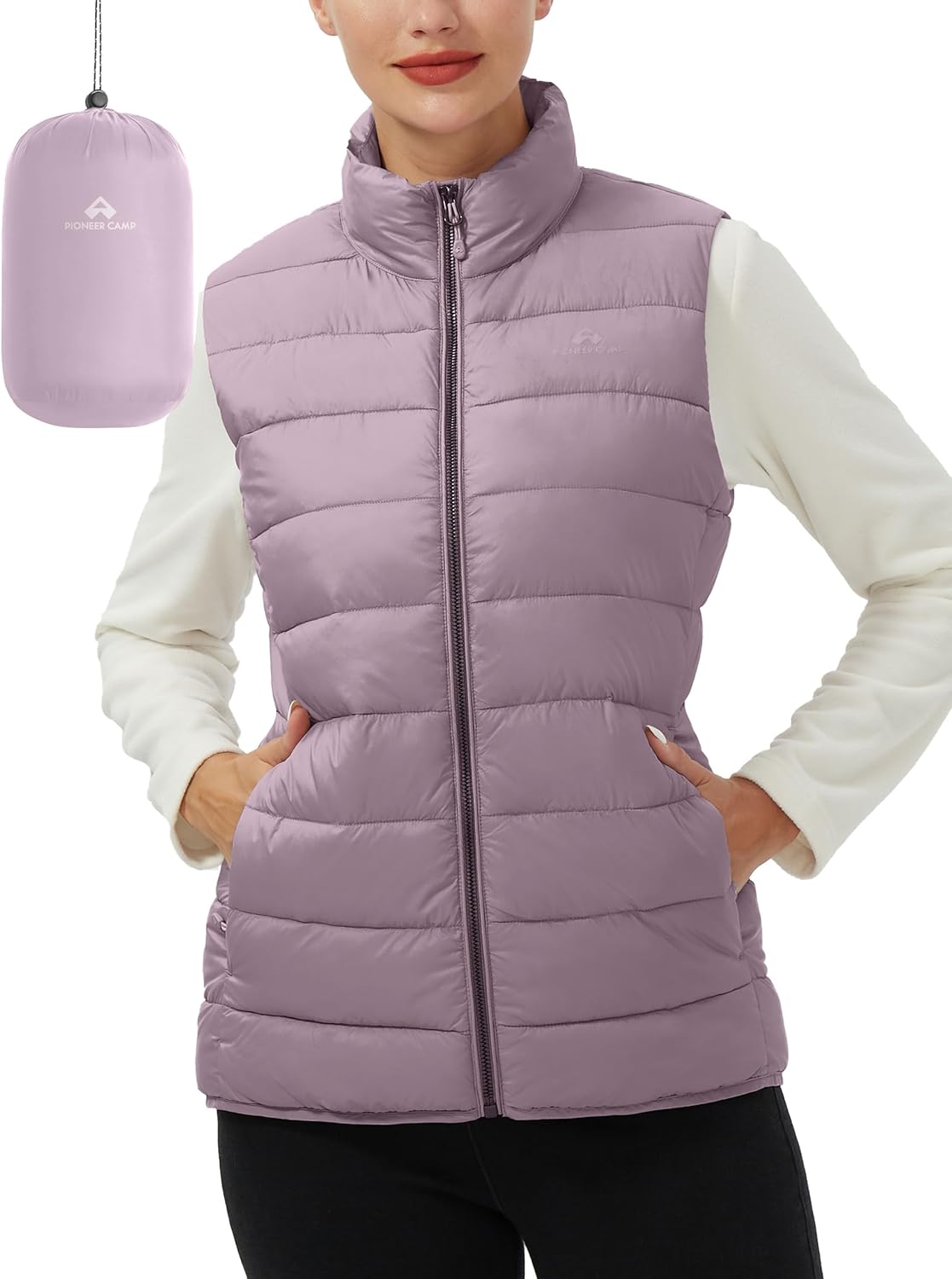 Pioneer Camp Puffer Vest Women Lightweight Packable Sleeveless Bubble Quilted Zip Up Padded Warm Winter Outerwear Puffy Vests