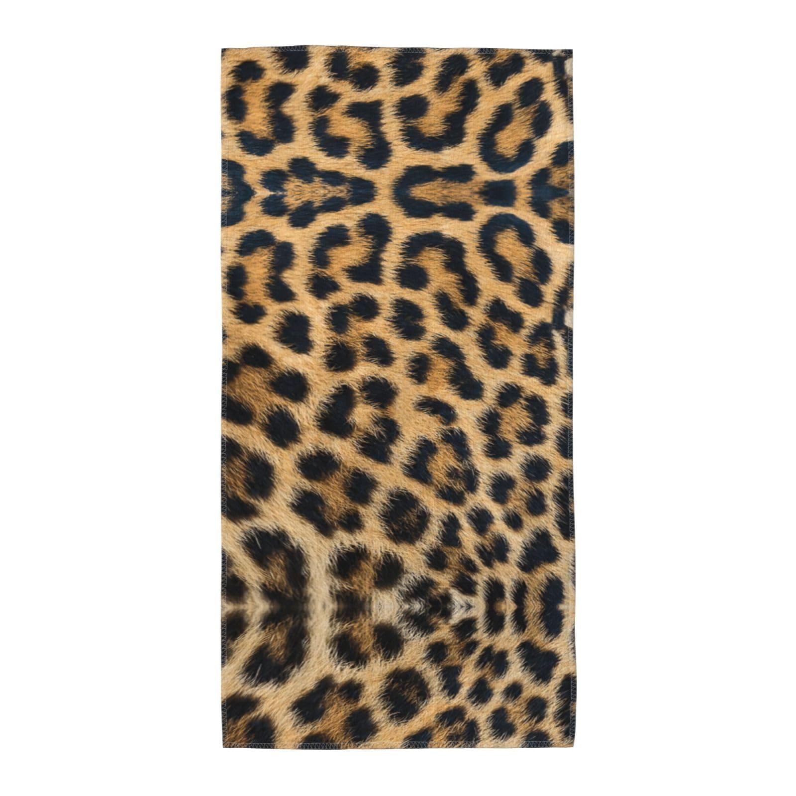 SDEGTHO Rough Leopard Print Soft Absorbent Long Towel For Gym Sports Picnic Leisure Use
