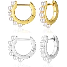 Pearl Hoop Earrings for Women Small Pearl Hoop Earrings Gold Plated Lightweight Open Large Circle Round Pearl Earrings Jewelry Birthday Gift for Women