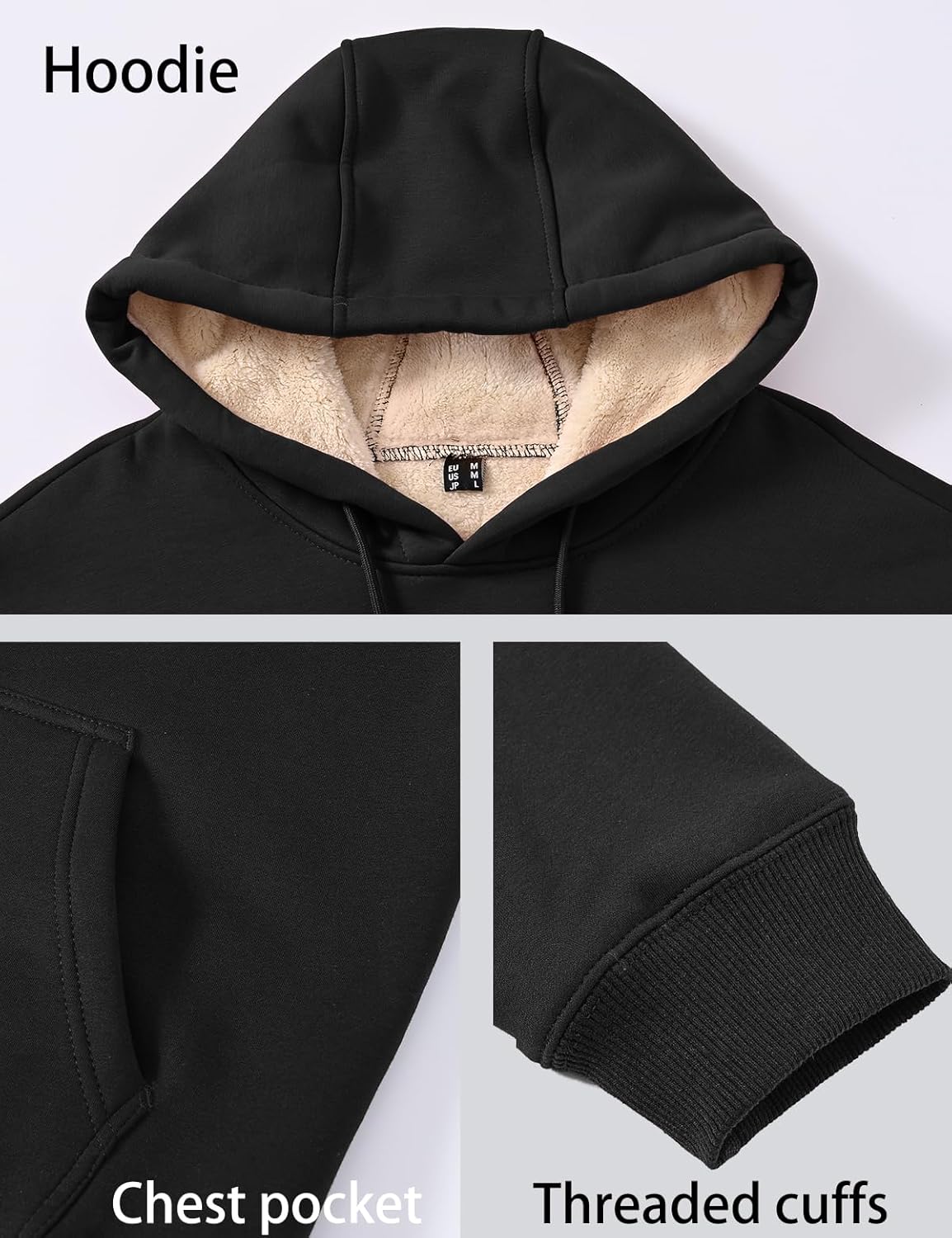 Tansozer Men's Sherpa Pullover Hoodie Heavy Thick Fleece Lined Winter Windproof Warm Athletic Sweatshirts - Image 2