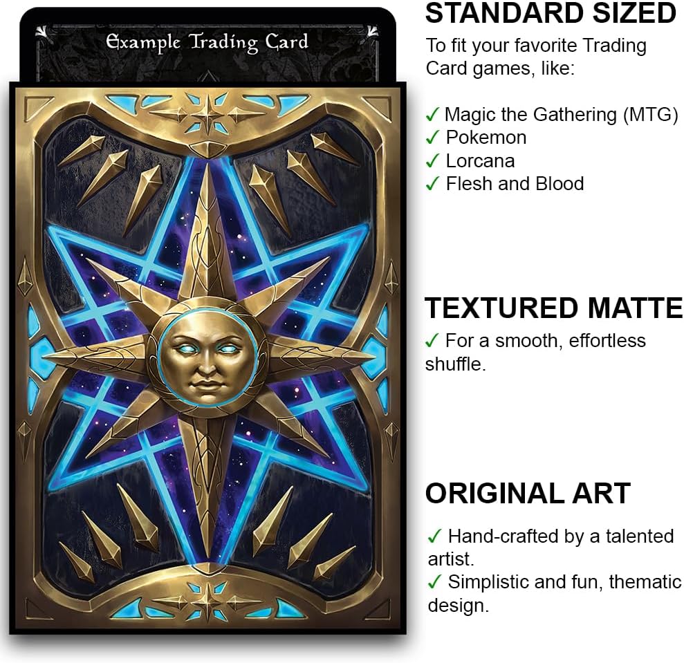 Fantasy North - Book of The Stars - Spell Book Series I - 100 Textured Matte TCG Card Sleeves - Fits Magic MTG Commander Pokemon and Other Card Games - Playing Card Sleeves