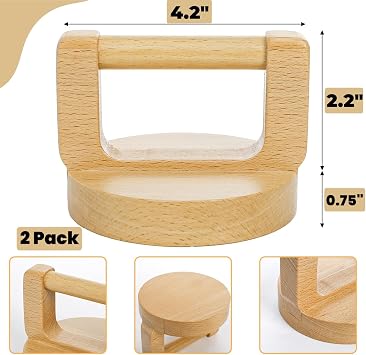 Tlence 2 Pack Block Printing Baren, 4 Inch Wood Barens for Printmaking, Hand Press Printing Tool with Ergonomic Handle for Linocut, Crafting, Scrapbooking, Ink, Stamping