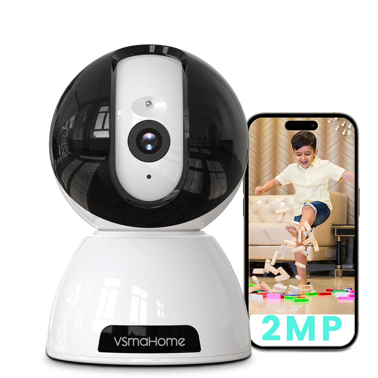 360° 1080P HD Home Security Cameras,CCTV Camera with 2.4G WiFi,2-Way Audio/IP66/Infrared Night Vision CCTV Camera for Home,Human Detection Indoor Cameras,Cloud&SD(Up to 512G),Work with Alexa