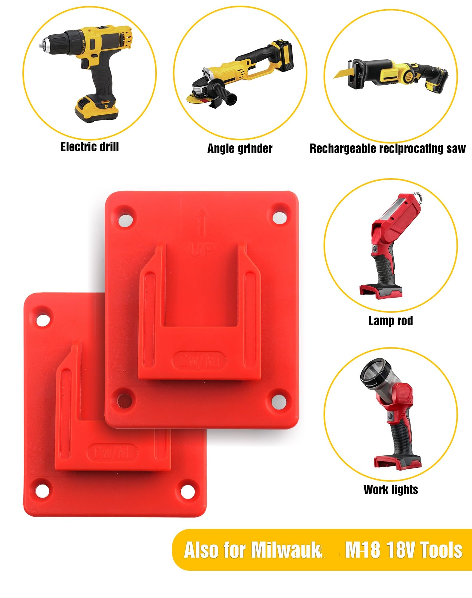 Lot de 6 supports à outils pour Milwaukee M18 18 V, support mural pour perceuse, rangement d'outils électriques, rangement d'atelier pour chantiers de construction, équipements agricoles