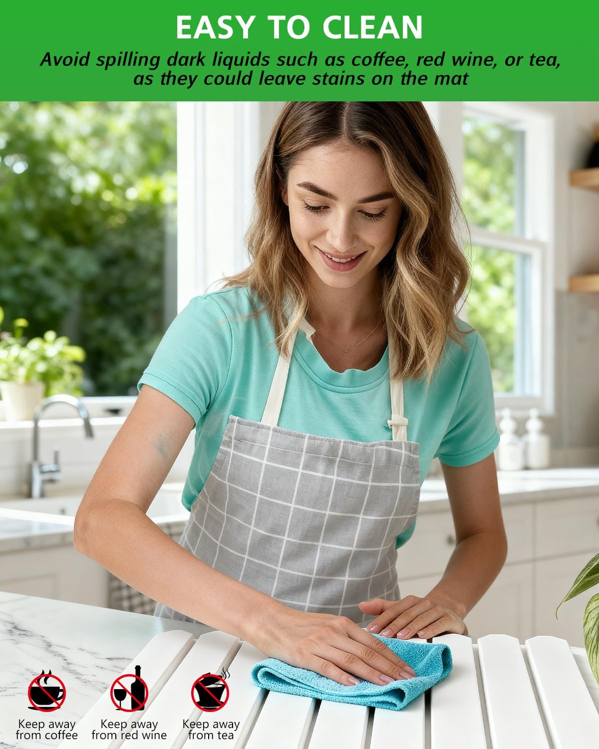 White Stone Drying Mat for Kitchen Counter, Diatomaceous Dish Drying Mat 16x24 Inch, Fast-Absorbing Quick-Dry Non-Slip Sink Tray