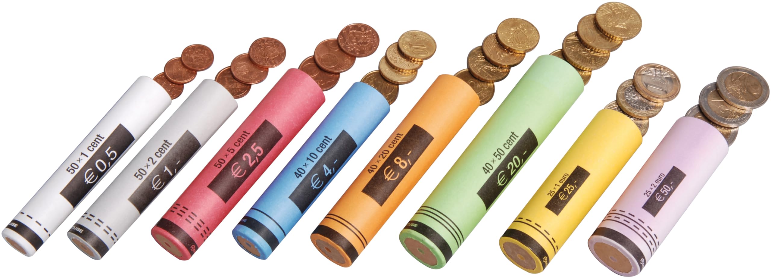 RESKAL - Tubo de moneda para euro, papel, 25 x 2 EUR