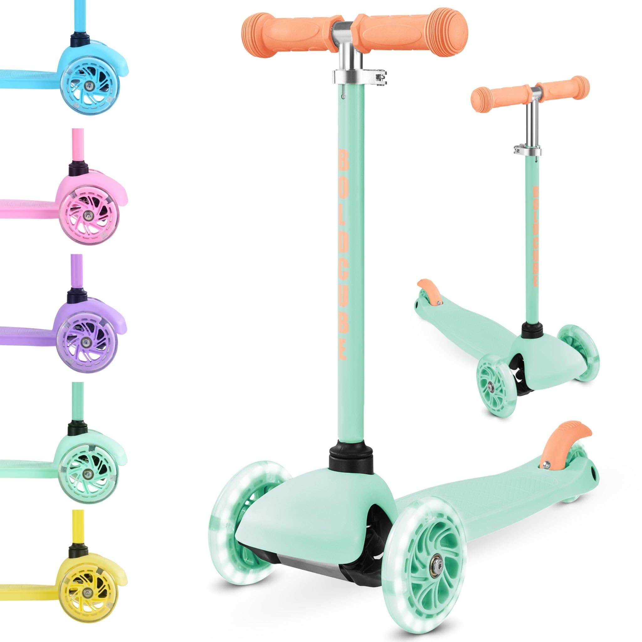 BOLDCUBE Teeny | 3 Wheel Mint Scooter for Kids & Toddlers Ages 3-6 Years | Flashing Wheels | Height Adjustable 53 to 70 cm | My First Scooter — image 1