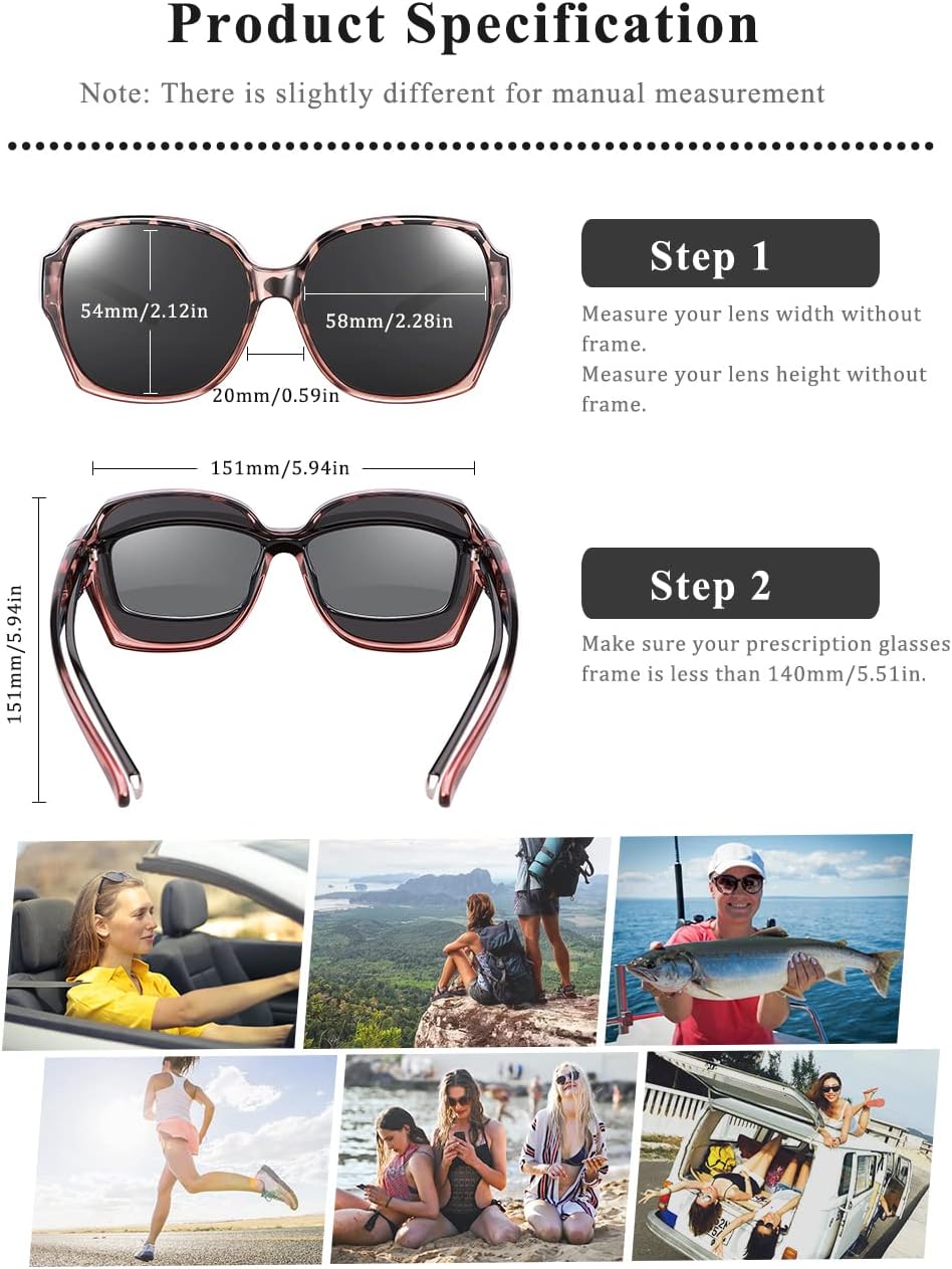 Polarized Sunglasses Fit Over Glasses Over Glasses Trendy Round Cat Eye and HD Wrap-around Sunglasses