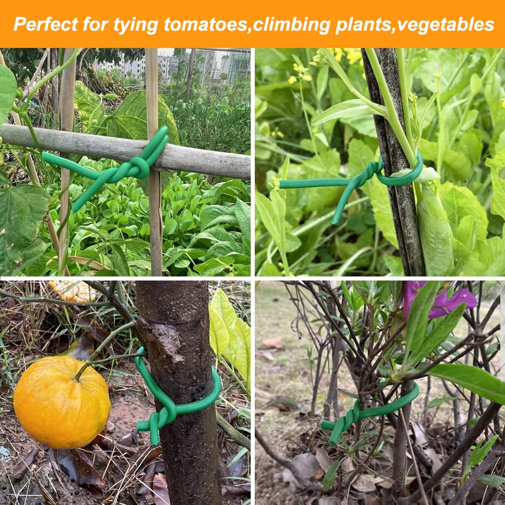 Tenn Well Lazos verdes para plantas, 32 pies 5 mm, bridas de alambre suaves para plantas de tomate, rosas trepadoras y pepinos (2 unidades x 16 pies)