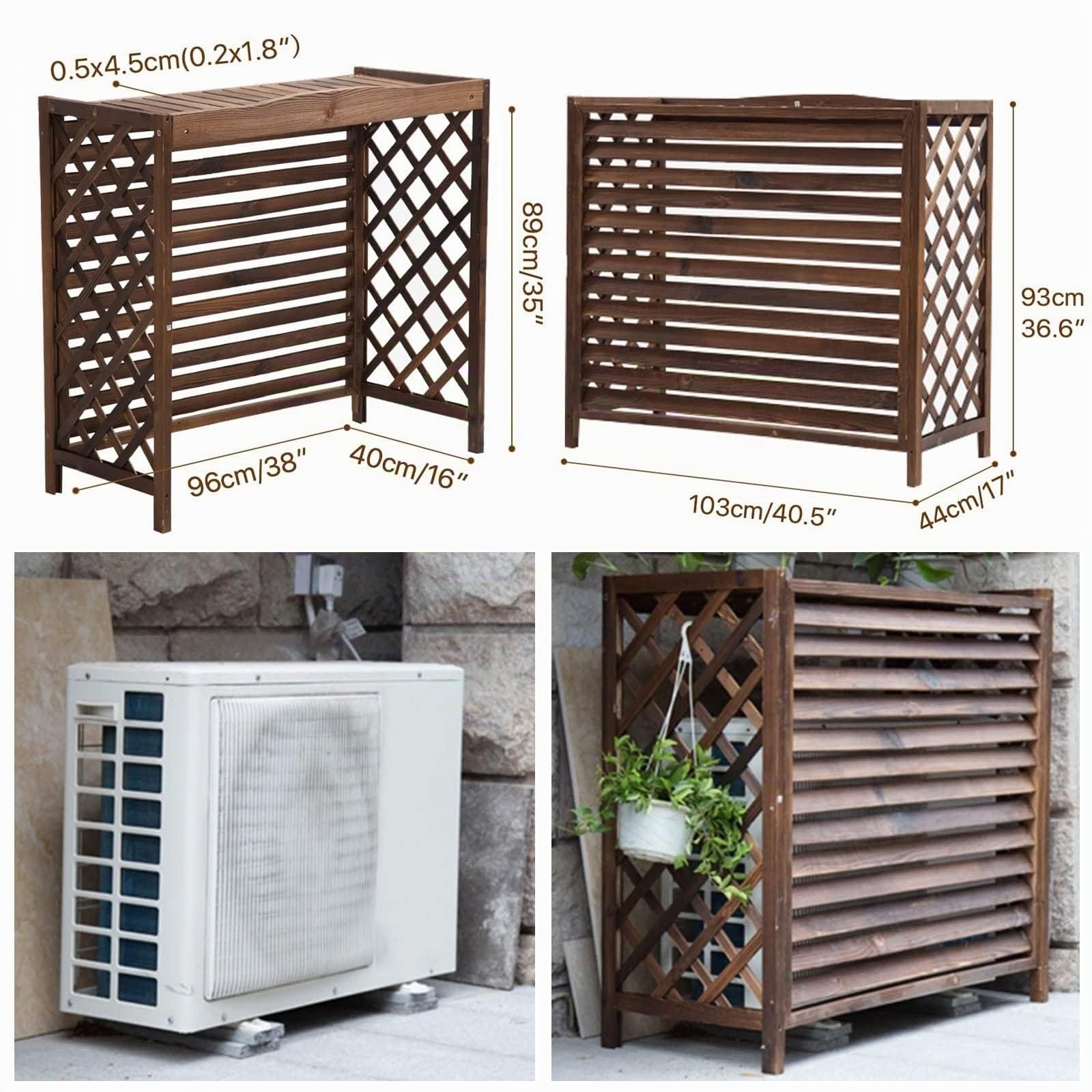 Valla de pantalla de privacidad for exteriores Cubierta de aire acondicionado Divisor de espacio de madera maciza Recinto de bote de basura Estante de aire acondicionado oculto Soporte de flores Rejil