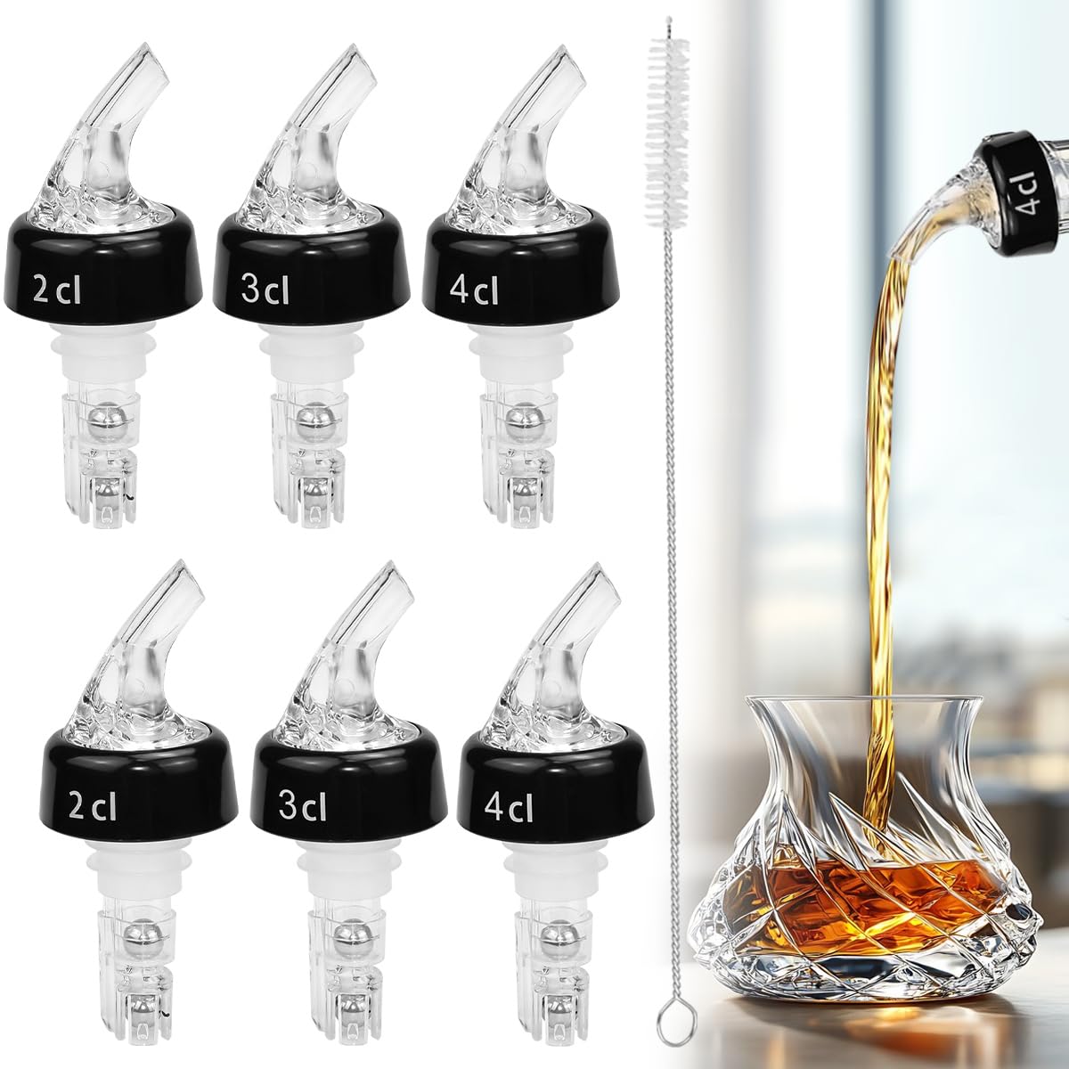 OLRWSLG Wine Pourer Automatic Measured Bottle Pourer, 20ml 30ml 40ml Bottle Speed Pourer Quick Shot Spirit Measure Pourers Quick Shot Measure Pourers Spouts Pourer Adapters