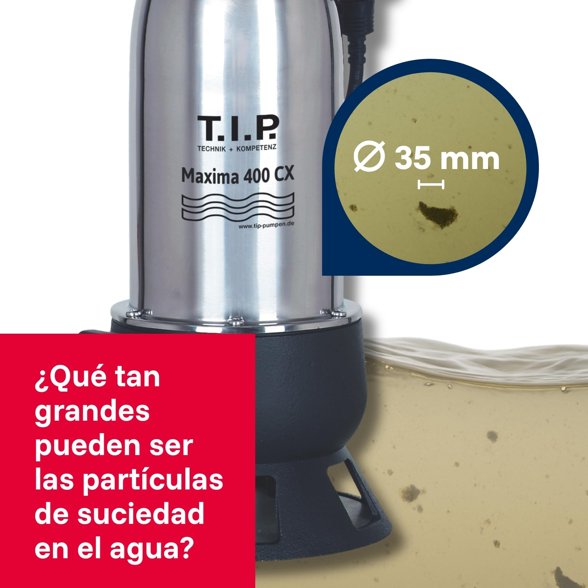 T.I.P. 30140 Bomba de inmersión, bomba empotrada para aguas residuales Maxima 400 SX
