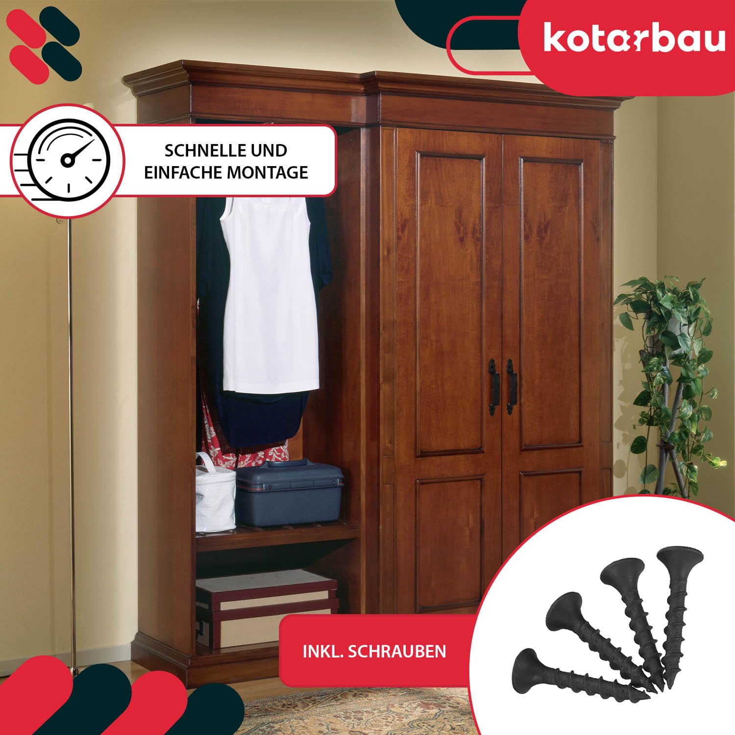 KOTARBAU® 2er Set Geschmiedeter Türgriff Antik Schwarz Stahltürgriff für Türen Tore Pforten 200mm (Packung mit 2)