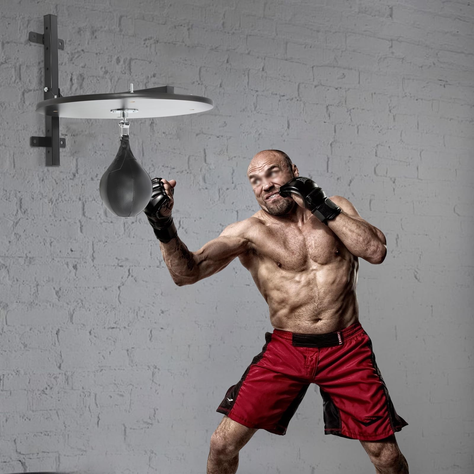 FXEIPOL Speed Bag Platform Set Wall-Mounted Boxing Speed Reaction Training 360° Rotatable Ball Height Adjustment Boxing Training Equipment for Homes, Gyms